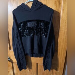 Victoria's Secret PINK Black Velvet Detail Sweater